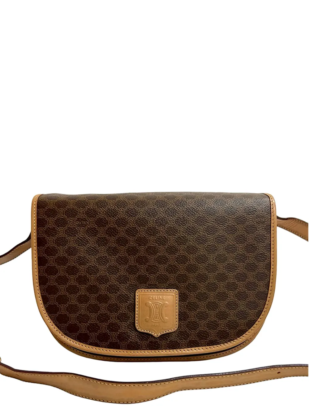 Celine Pre-Owned 2014 Macadam Coated Canvas crossbody bag - Braun