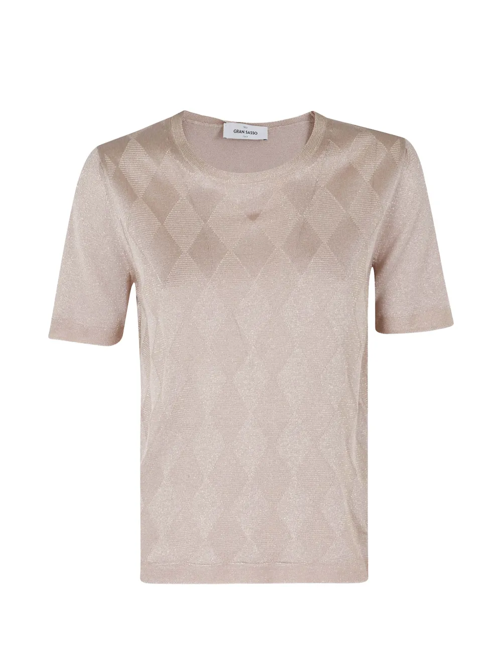 Gran Sasso diamond-patterned metallic-effect T-shirt - Nude