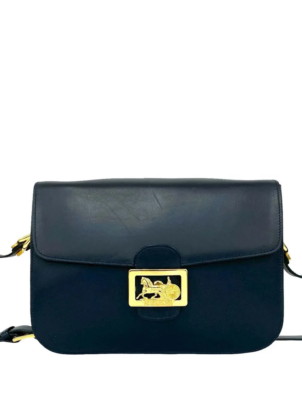 Celine Pre-Owned 20th Century Leather Logo Horse Carriage crossbody bag - Blu