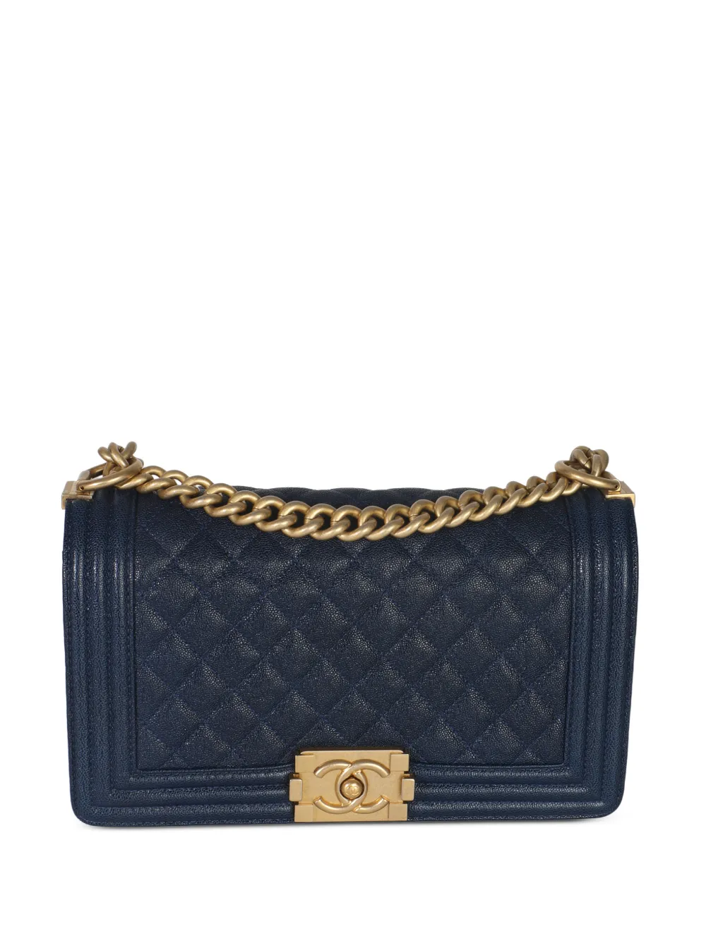 CHANEL Pre-Owned 2018 medium Boy quilted chain-strap leather bag - Blu