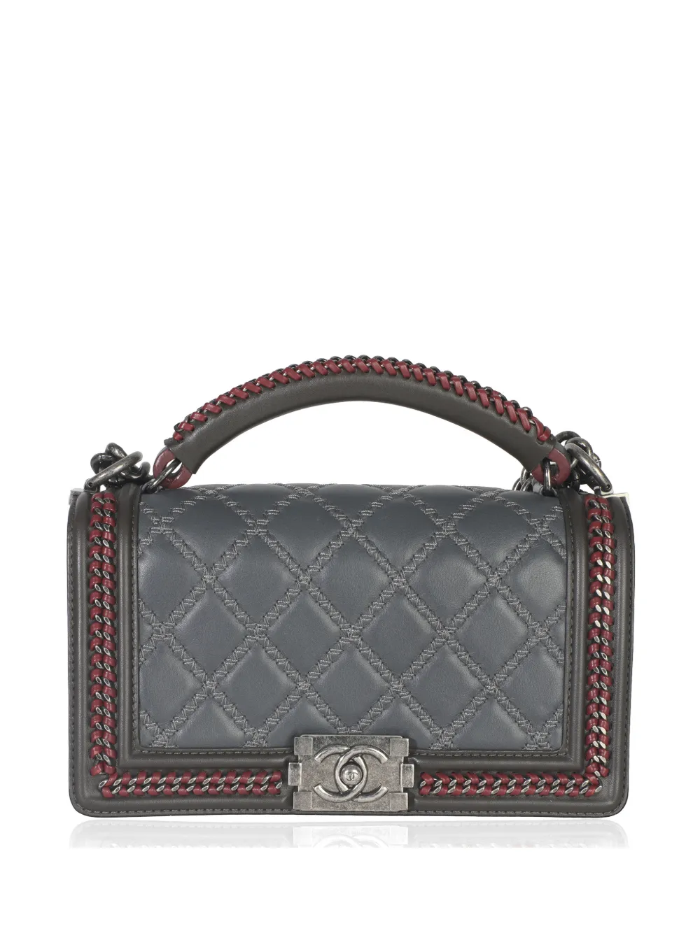 CHANEL Pre-Owned 2105-2016 Boy interwoven-chain calfskin bag - Grigio