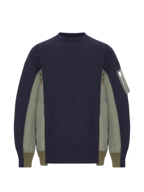 sacai patchwork nylon detail sweatshirt