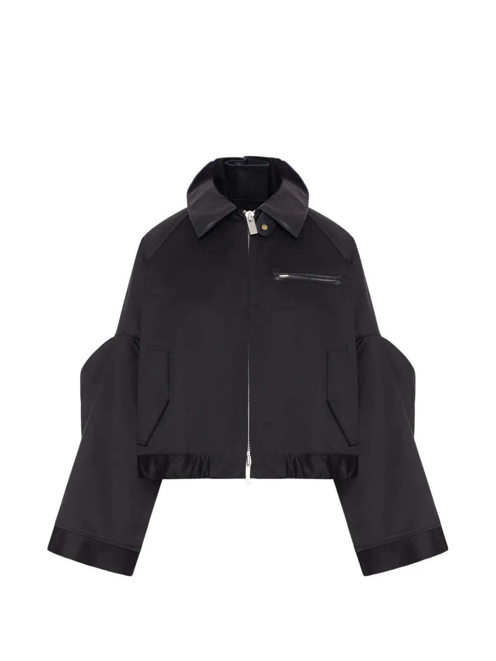 sacai zip cropped jacket - Schwarz