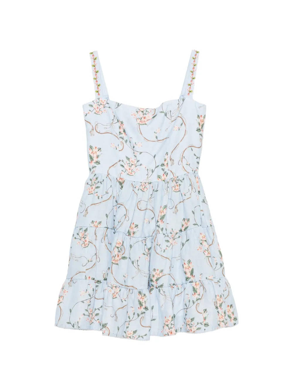Agua By Agua Bendita Lima floral-print tiered mini dress - Blu