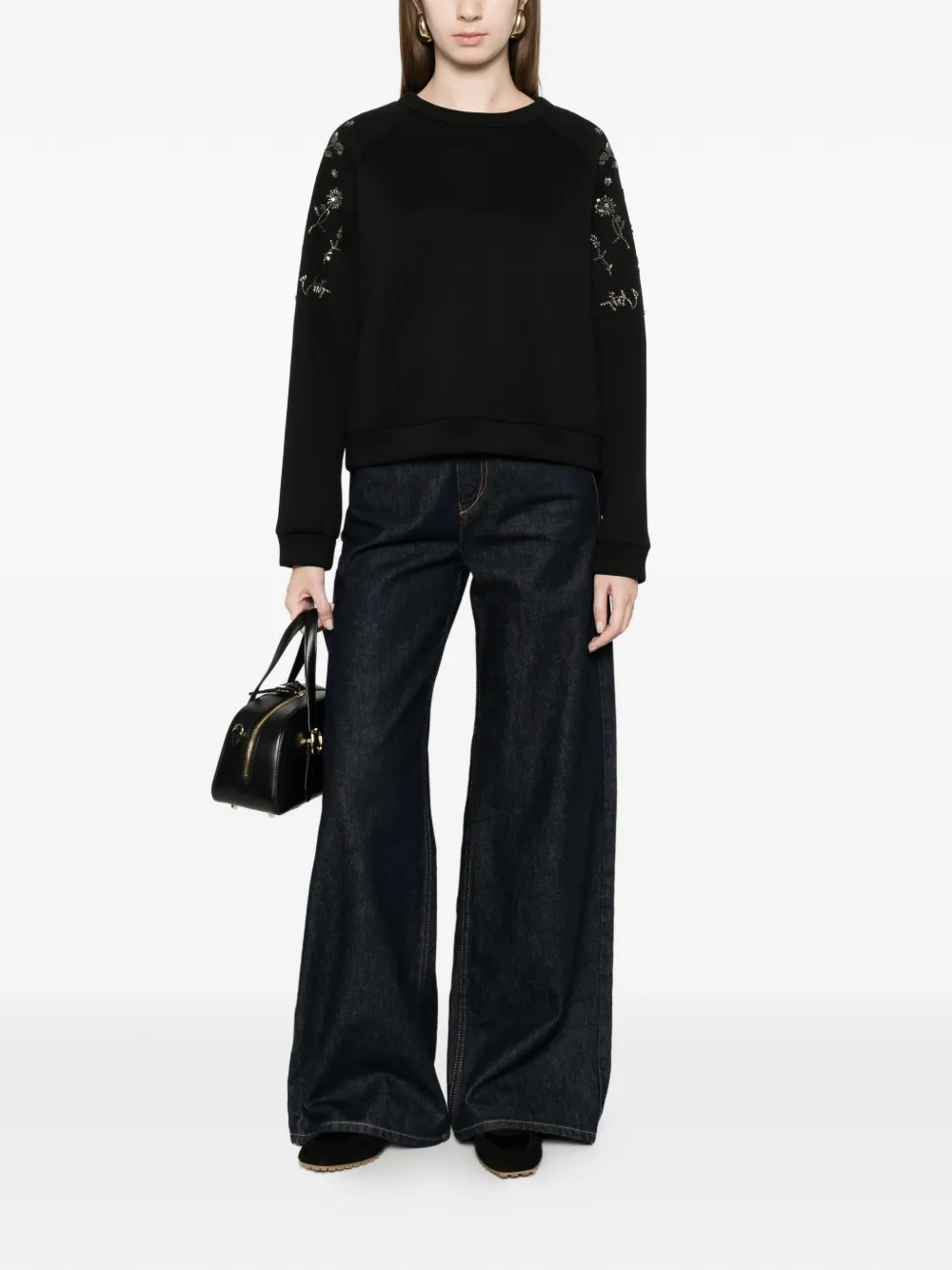  Weekend Max Mara Embellished Sweatshirt - Black 