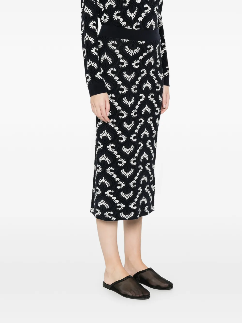  Max Mara Patterned Midi Skirt - Blue 