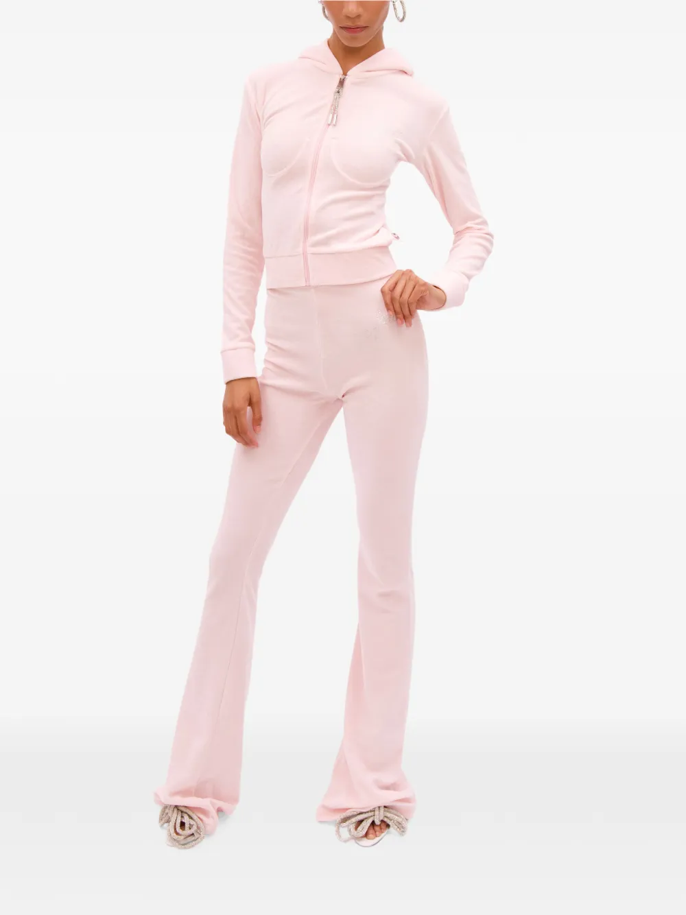 AREA Crystal-embellished Track Pants in Pink, view 2
