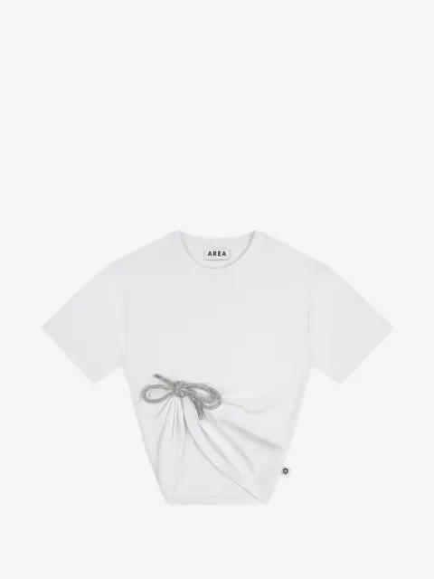 AREA playera con nudo y cristales
