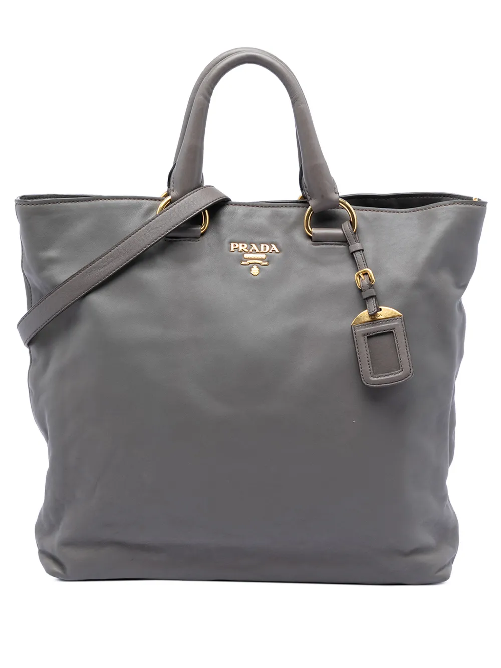 Prada Pre-Owned 2010-2026 Soft Calf Open Convertible Tote satchel - Grigio