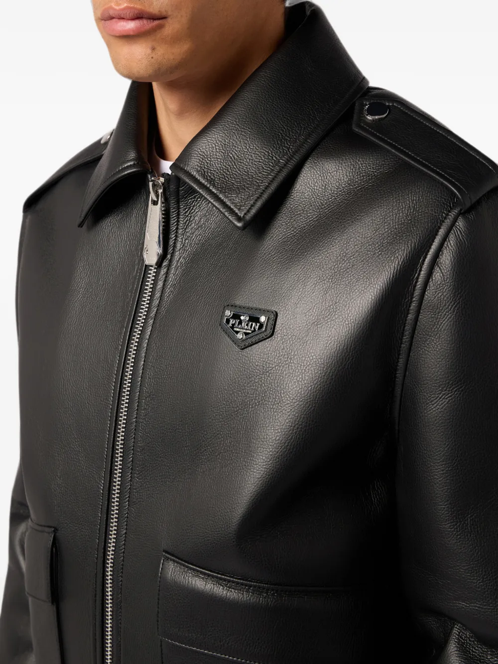 Philipp Plein Eco-leren jack Zwart