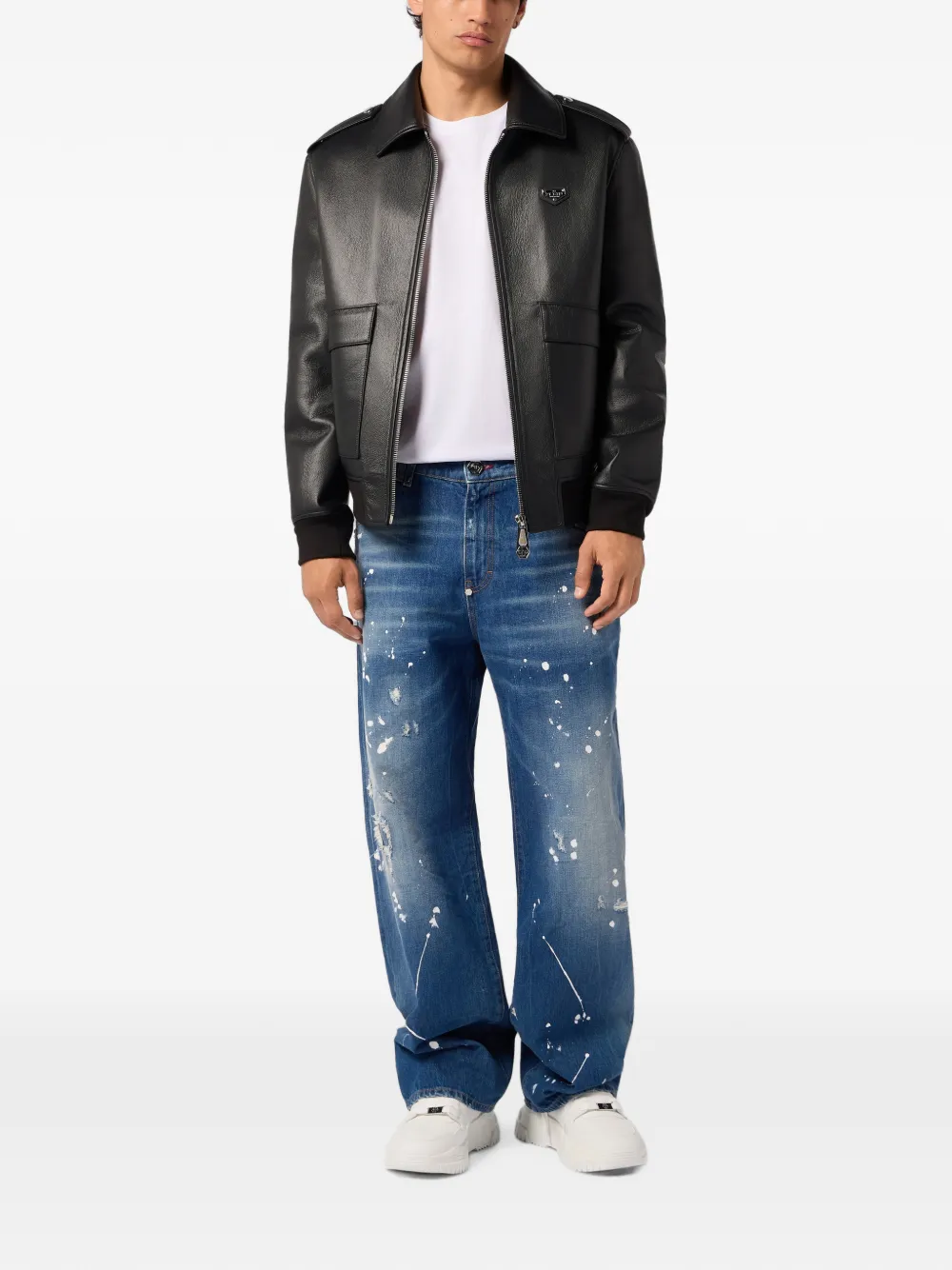 Philipp Plein Eco-leren jack Zwart