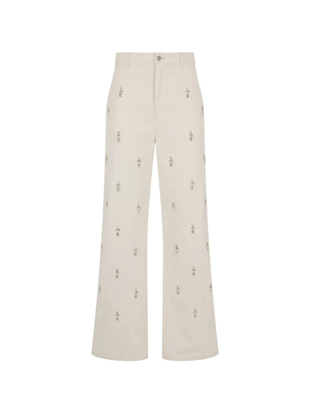 DES PHEMMES wide-leg crystal-embellished trousers - Toni neutri
