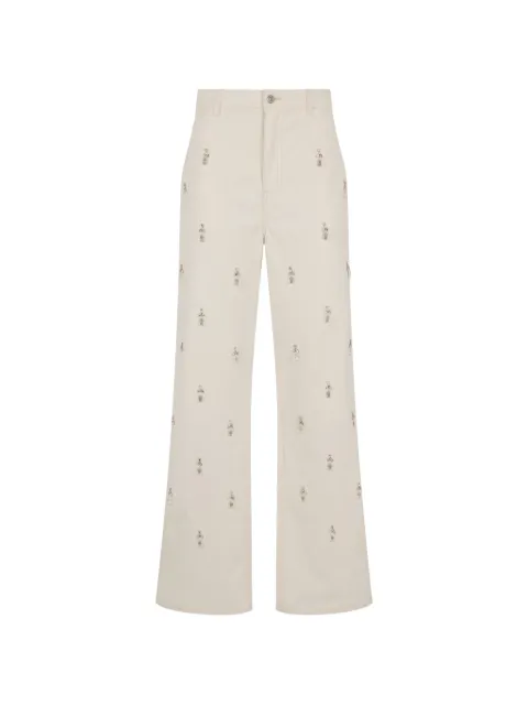 DES PHEMMES wide-leg crystal-embellished trousers