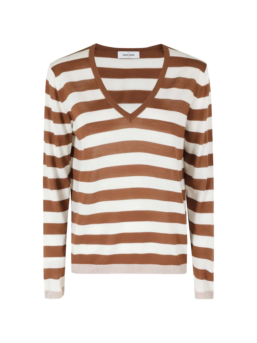 Gran Sasso striped V-neck sweater - Braun