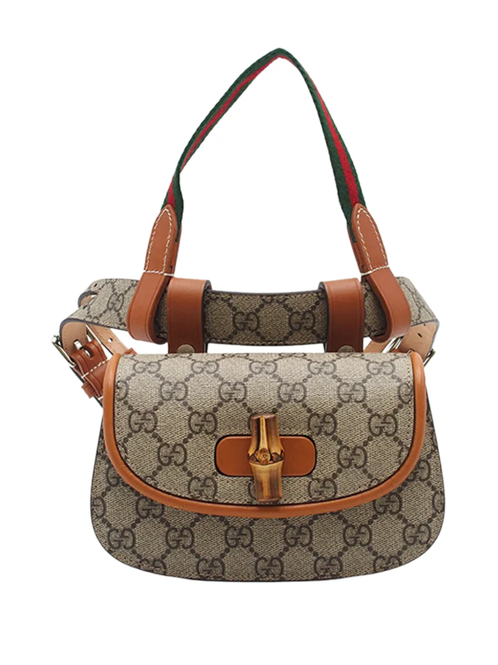Gucci Pre-Owned 2016-2025 Mini GG Supreme Web Bamboo 1947 belt bag - Marrone