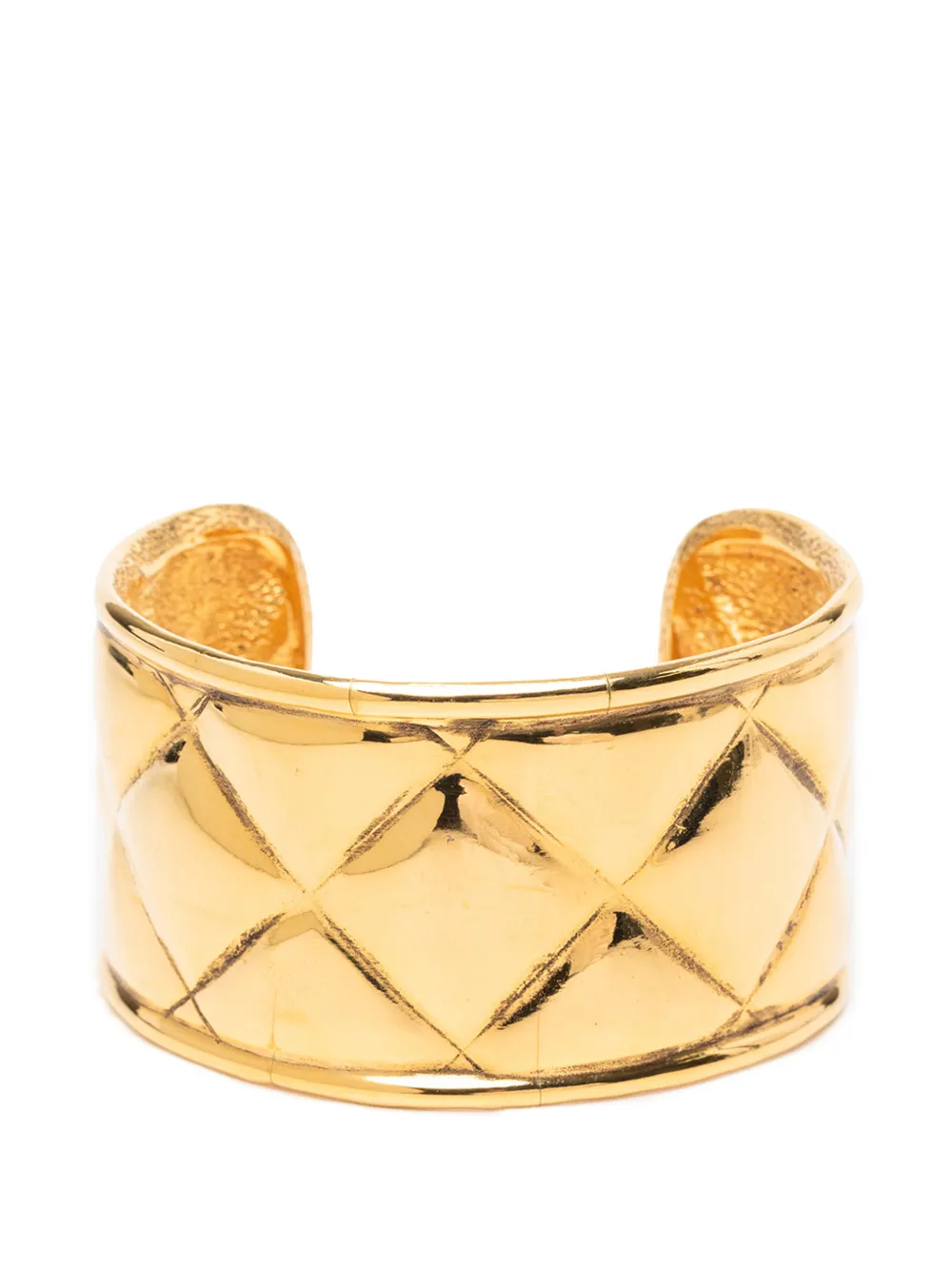 CHANEL Pre-Owned 1970-1980 CC Gold Plated Quilted Cuff Bracelet costume bracelet - Oro