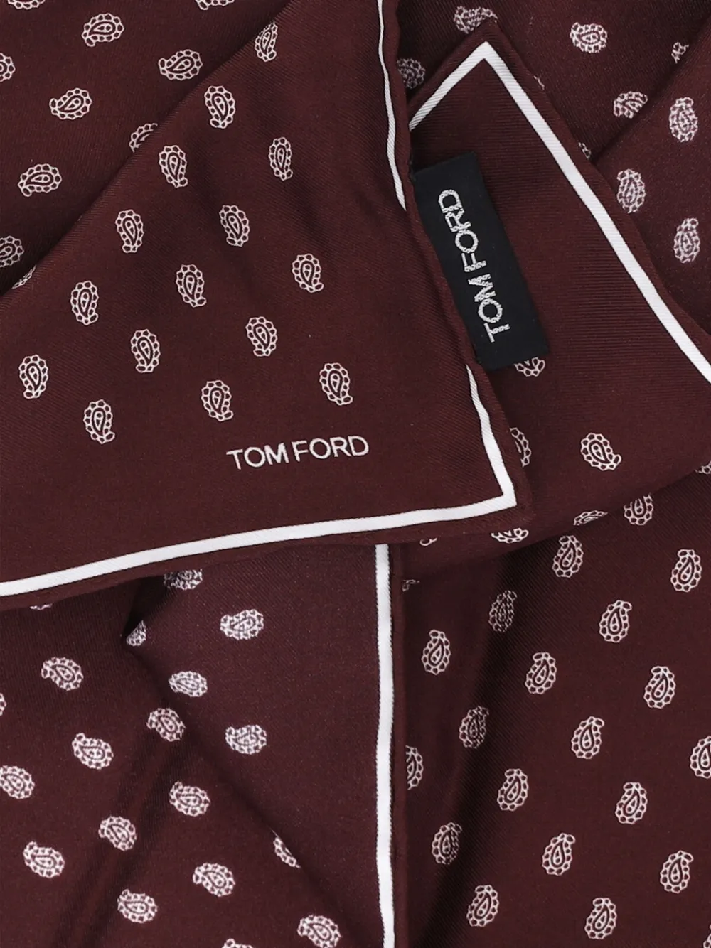  Tom Ford Paisley Twill Pocket Square - Red 