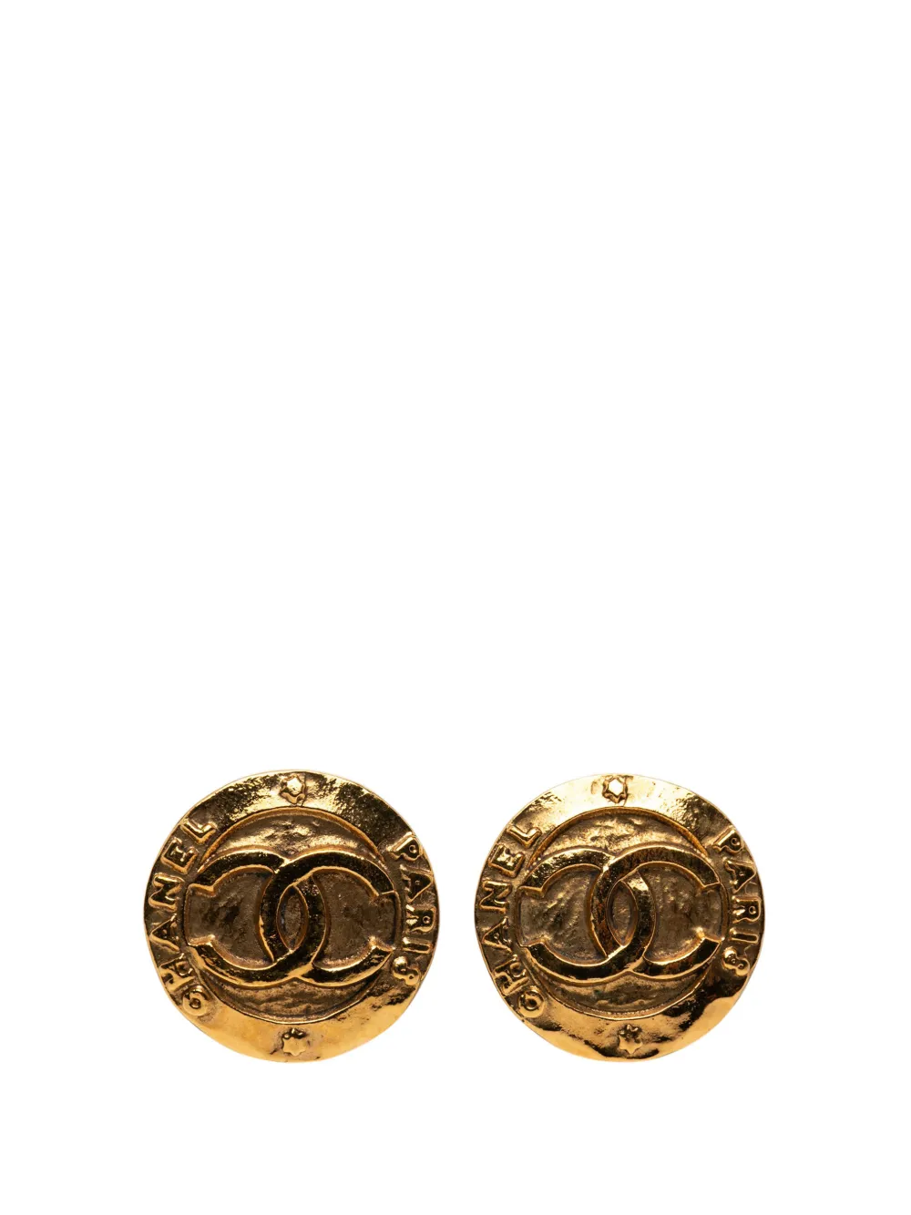 CHANEL Pre-Owned 1980-1990 Gold Plated CC Round Clip On Earrings costume earrings - Oro
