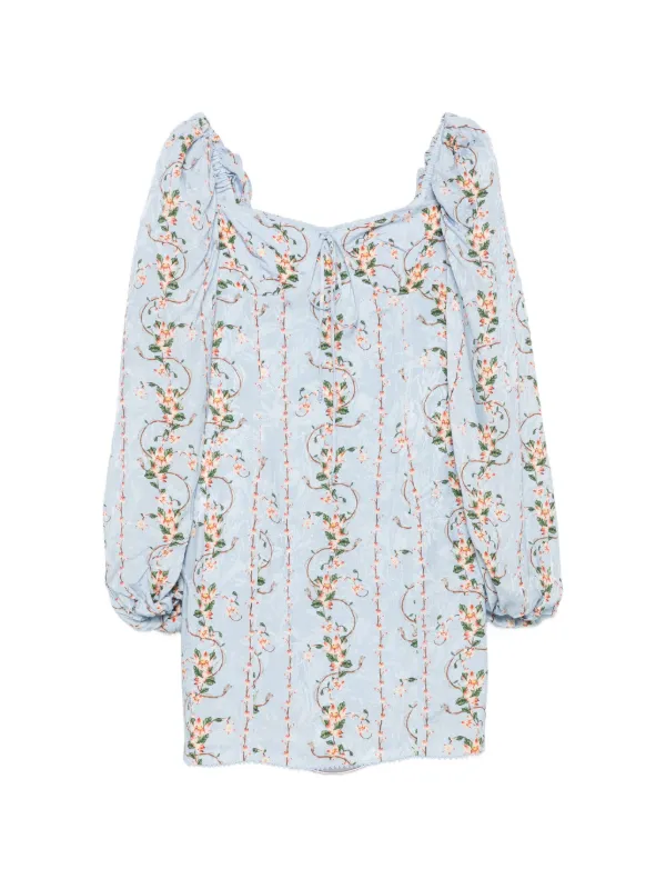 Agua by Agua Bendita Lorena Floral-jacquard Mini Dress in Blue