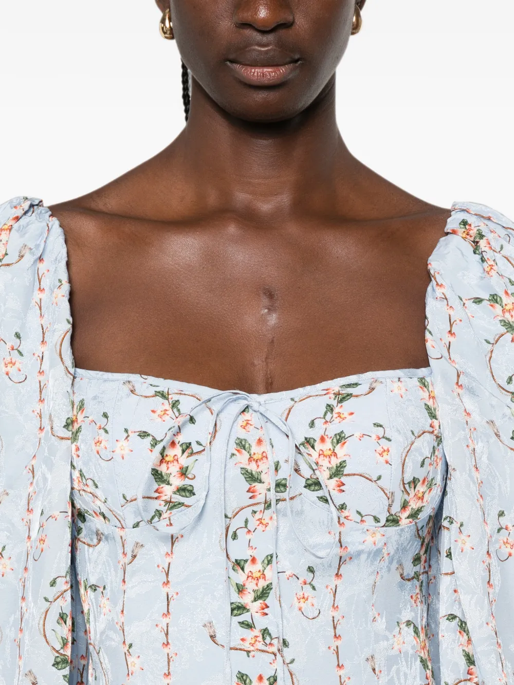 Agua By Agua Bendita Lorena Floral-jacquard Mini Dress in Blue, view 5