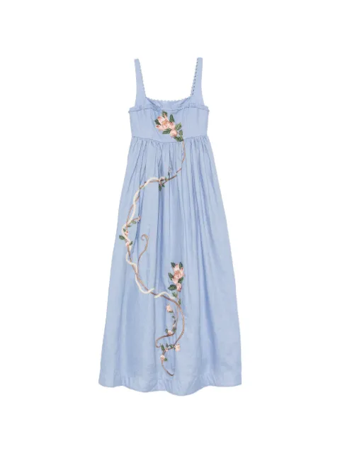 Agua By Agua Bendita Barbara Maxikleid aus Leinen mit Blumenstickerei