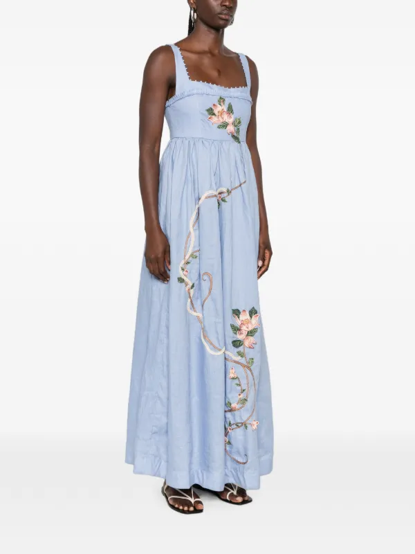 agua by agua bendita barbara floral linen midi dress Agua by Agua Bendita Barbara Cauca Midi Dress, XS
