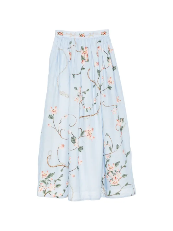 Agua by Agua Bendita Tangelo Navegante Linen Maxi Skirt in Blue