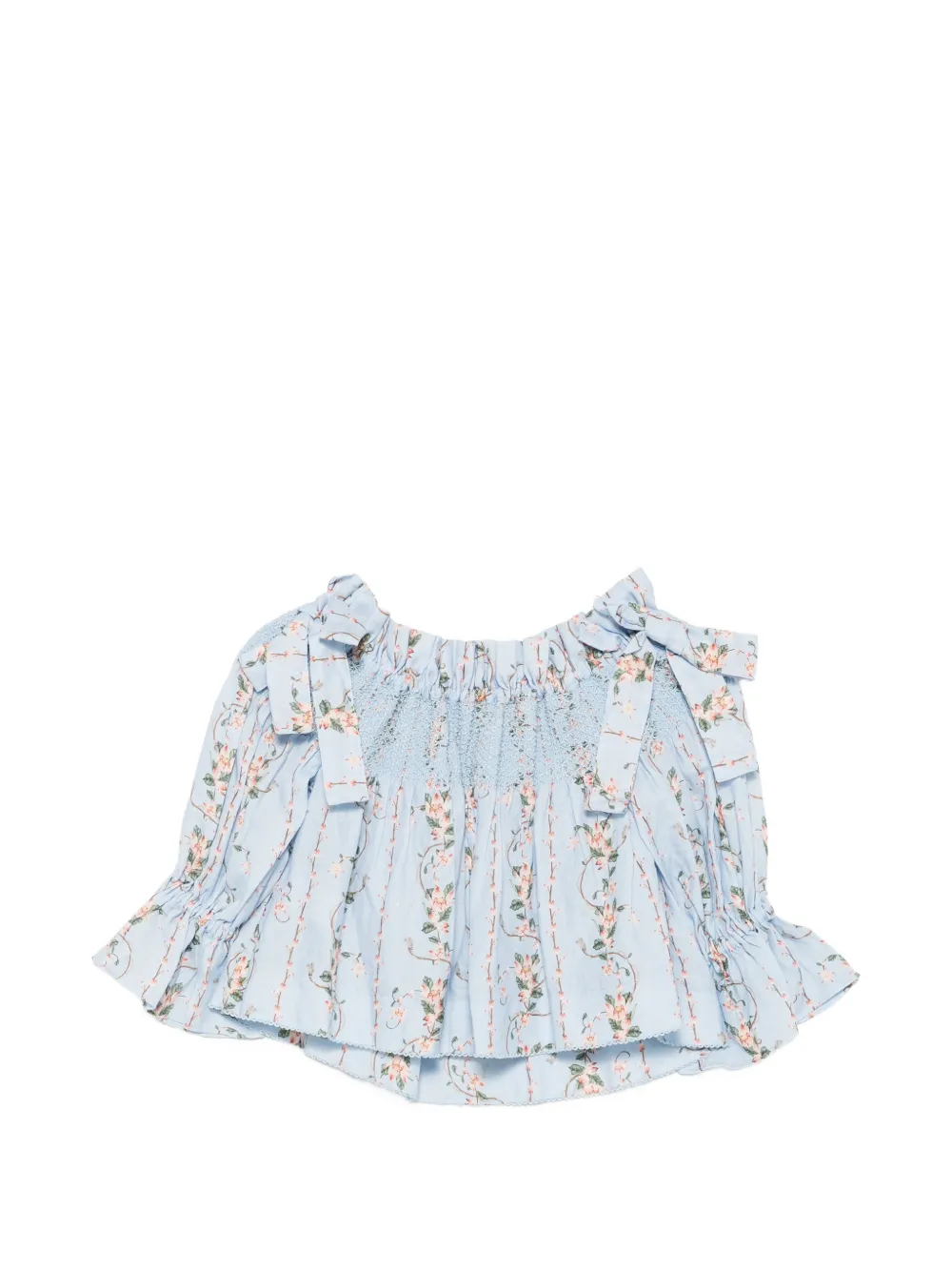 Agua By Agua Bendita Isla Navegante floral-print ruffled top - Blu