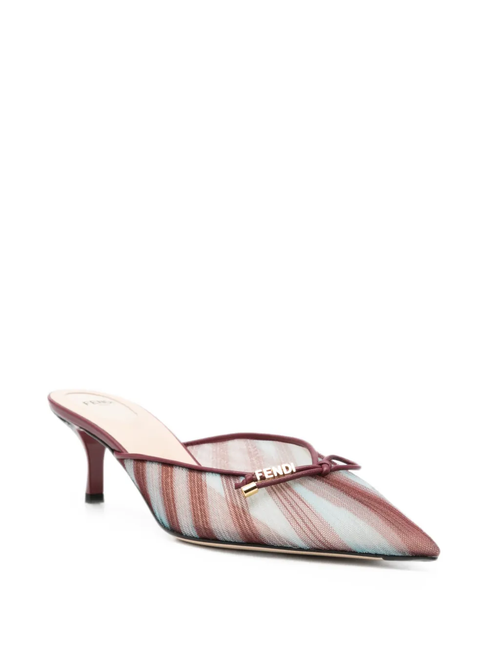 FENDI tulle striped mules Rood