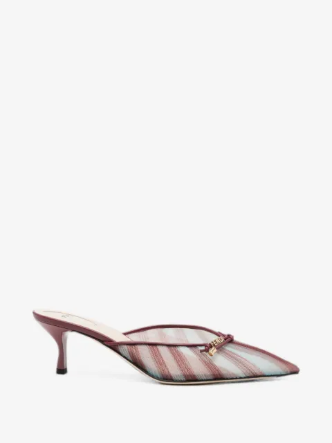 FENDI mules en tulle à rayures