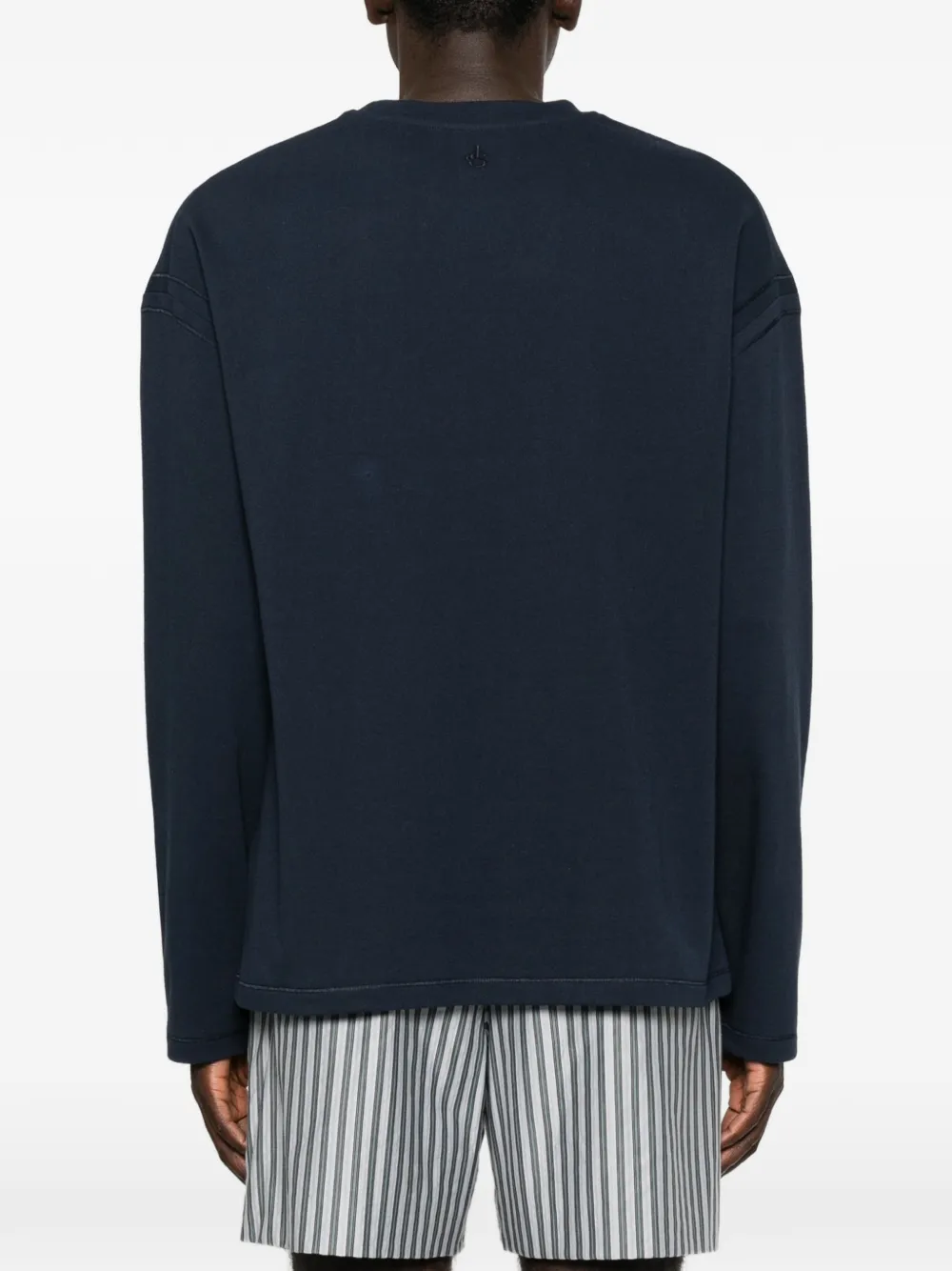 Jil Sander logo-embroidered long-sleeve T-shirt Blauw