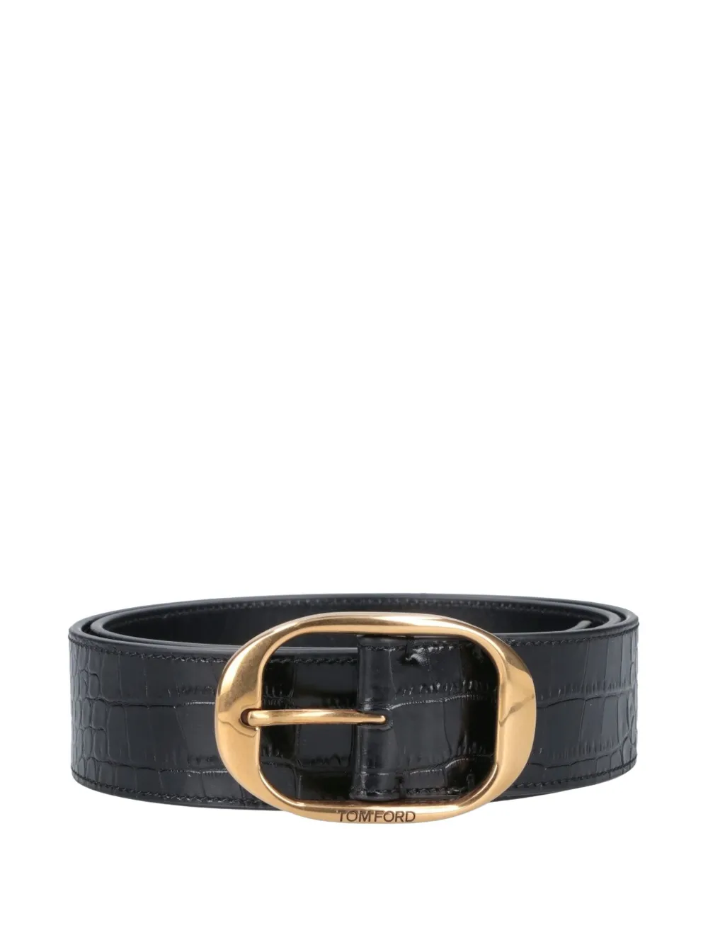 TOM FORD oval buckle leather belt - Nero