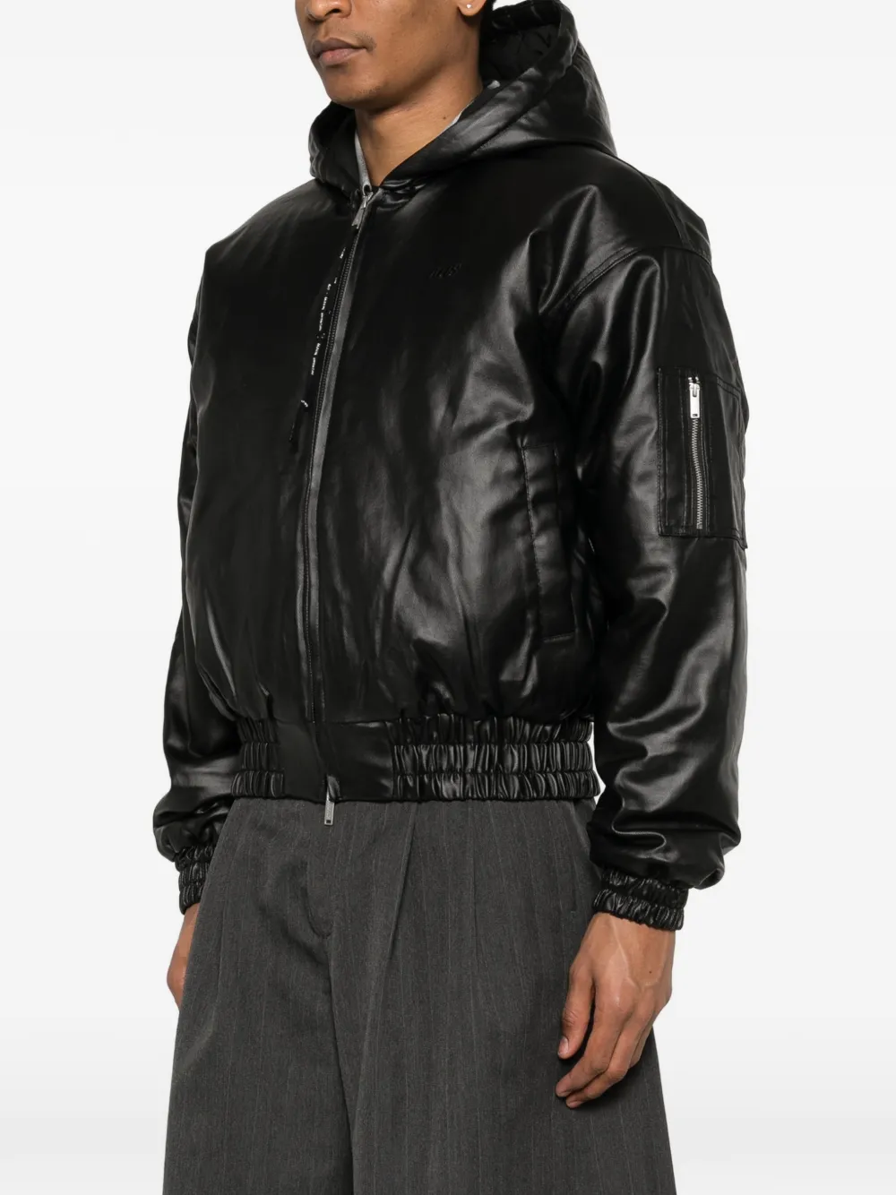  Alis Hooded Zip Bomber Jacket - Black 