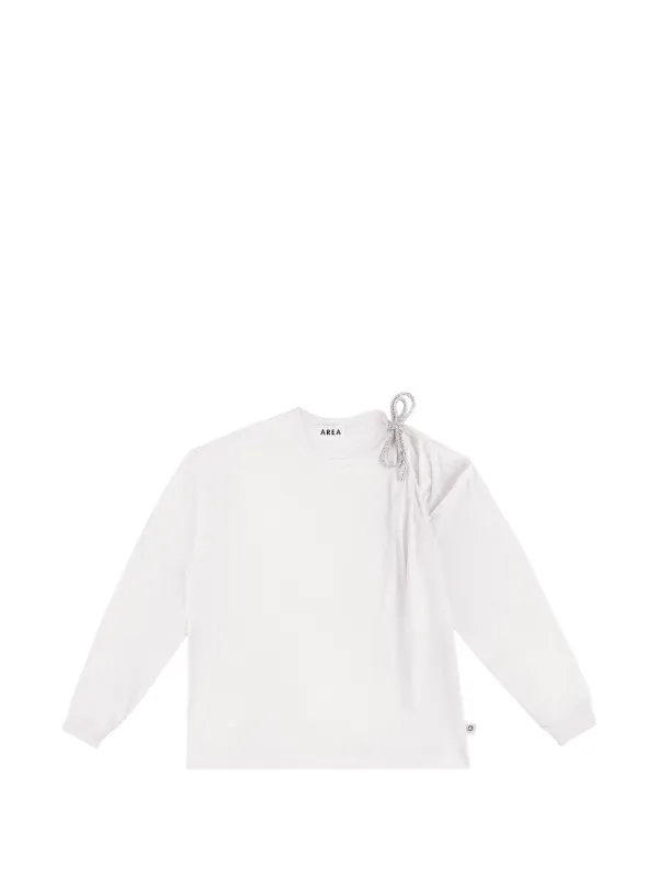 Area Crystal-knot Cut-out T-shirt in White