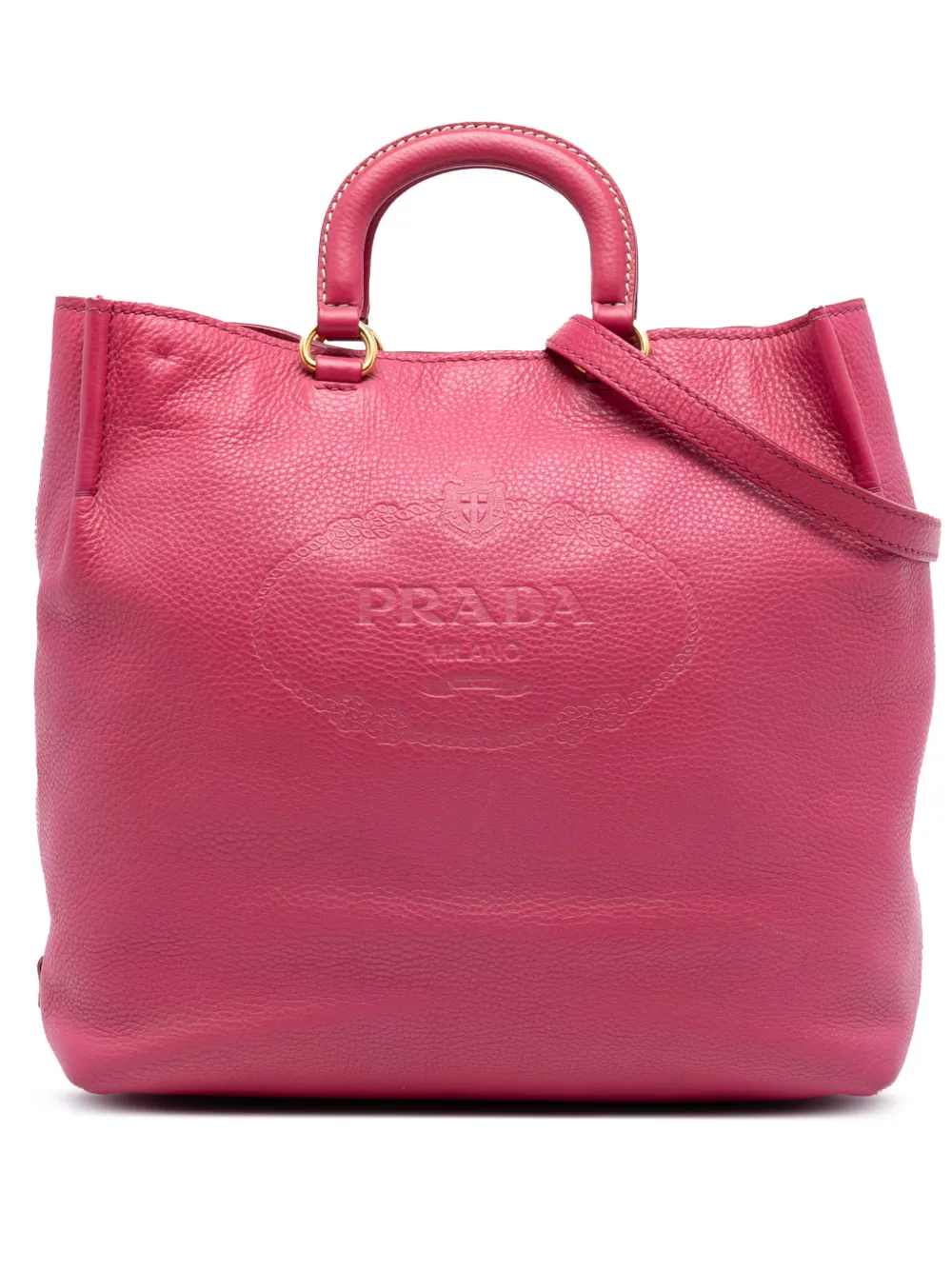 Prada Pre-Owned 2013-2026 Vitello Daino Embossed Canapa Logo Open Convertible Tote satchel - Rosa