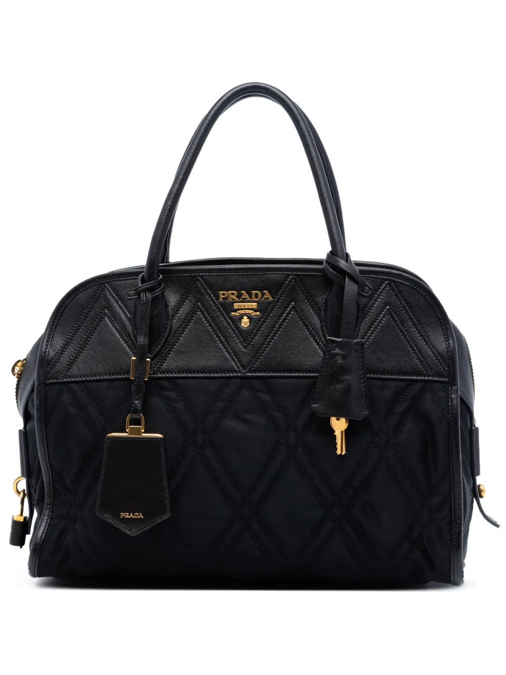 Prada Pre-Owned 2021-2026 Tessuto Impunturato Bauletto satchel - Black