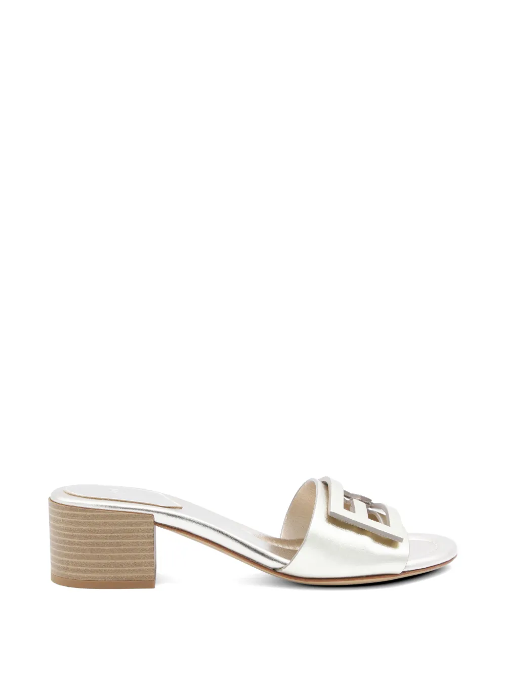 FENDI Baguette platinum logo sandals Zilver