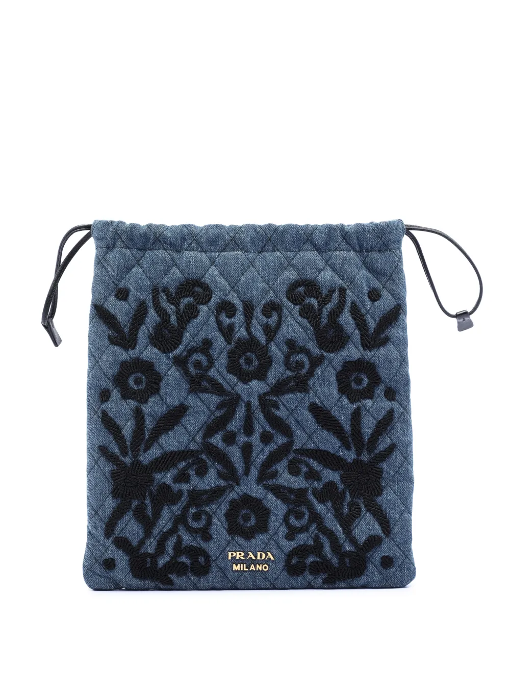 Prada Pre-Owned 2010-2025 Impuntu Denim Embroidered Drawstring pouch - Blu