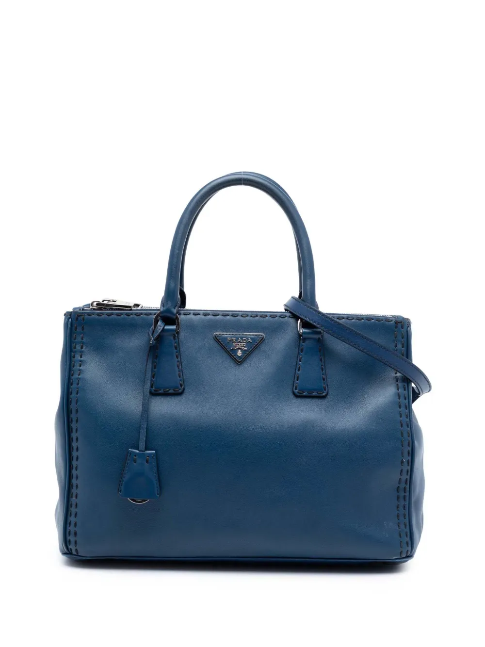 Prada Pre-Owned 2010-2026 Medium City Calf Hand Stitched Galleria Double Zip satchel - Blu