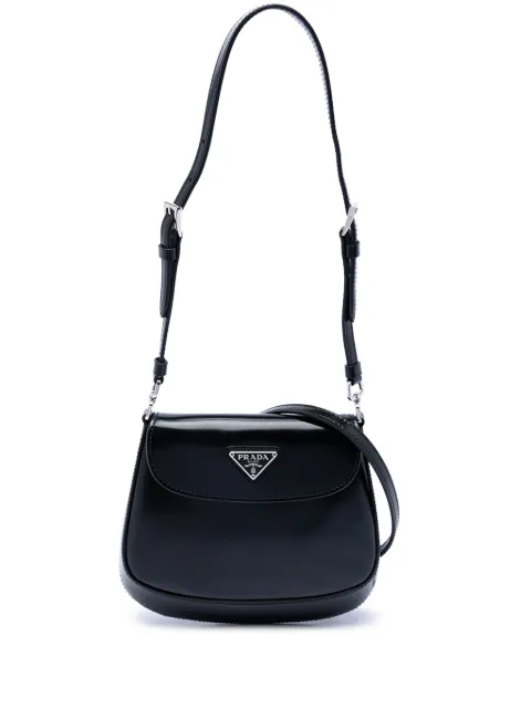 Prada Pre-Owned lille Cleo crossbody-taske i børstet læder med flap fra 2021-2026