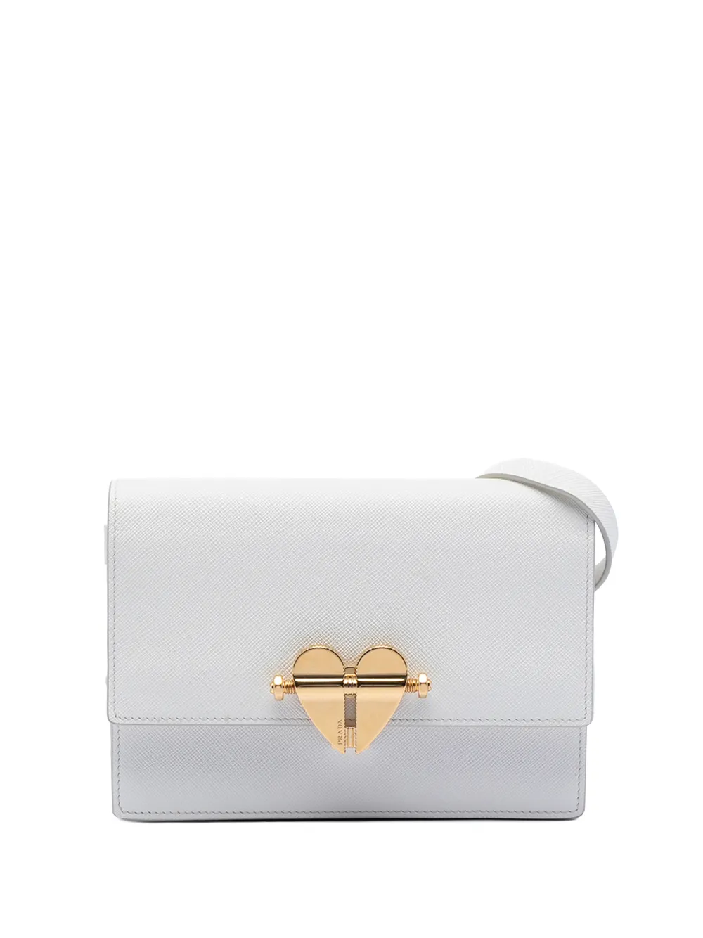 Prada Pre-Owned 2010-2026 Saffiano Heart Lock crossbody bag - Bianco