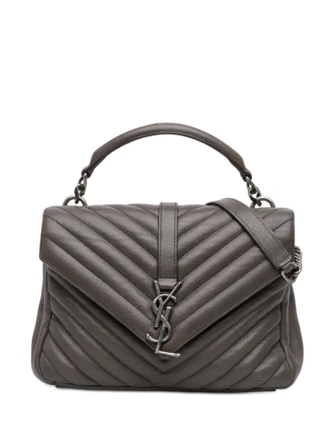 Saint Laurent Pre-Owned 2016 mittelgroße Chevron College Satchel-Tasche aus Schafsleder mit Monogramm