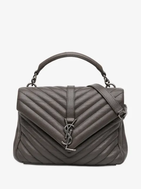 Saint Laurent Pre-Owned 2016 Medium Chevron Sheepskin Monogram College satchel