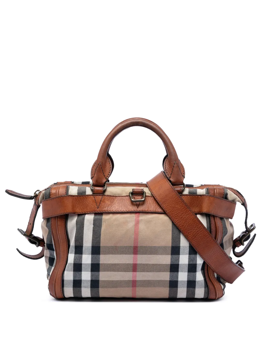 Burberry Pre-Owned 2000-2017 House Check Canvas Banford Bowling Bag satchel - Marrone