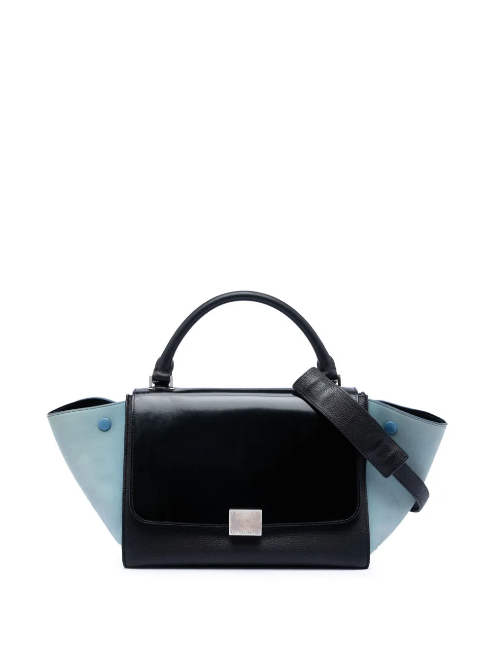 Celine Pre-Owned 2016 Small Bicolor Leather Trapeze satchel - Nero