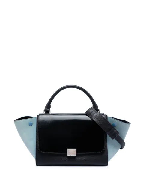 Celine Pre-Owned 2016 스몰 바이컬러 레더 트라페즈 사첼 백