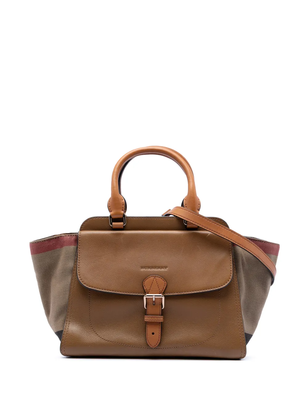 Burberry Pre-Owned 2000-2017 Medium Leather and House Check Harcourt satchel - Marrone