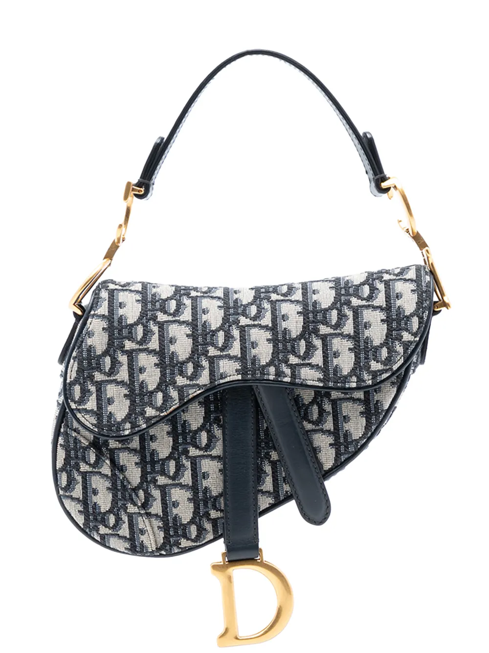 Christian Dior Pre-Owned 2020 Mini Oblique Canvas Saddle Bag satchel - Blu