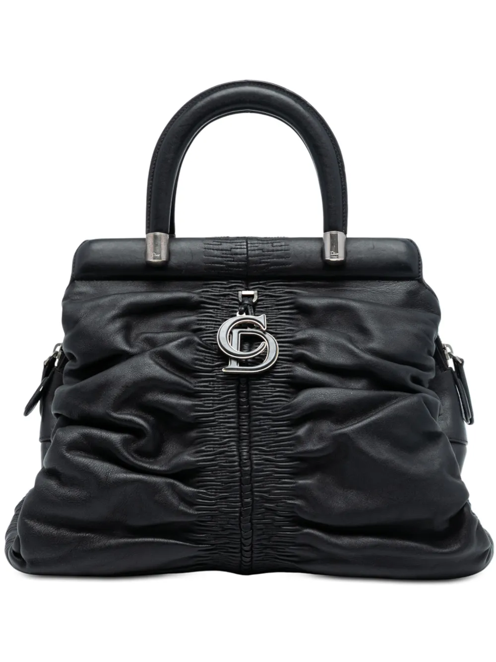 Christian Dior Pre-Owned 2008 Small Lambskin Karenina Frame Bag tote bag - Nero