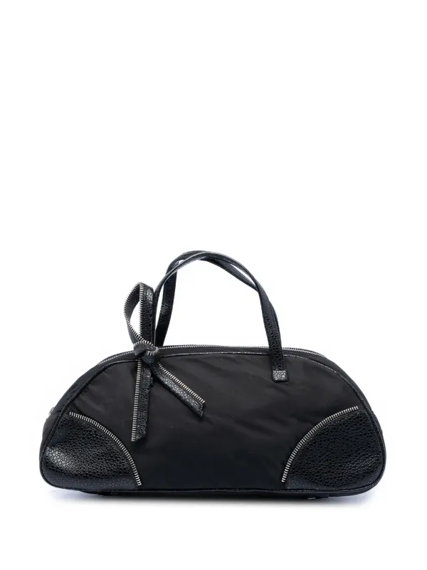 Dior Pre-owned 2001 Nylon and Calfskin Bow Handbag in Black
